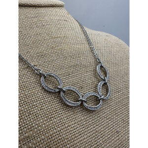 Silver Pavé Link Collar Necklace